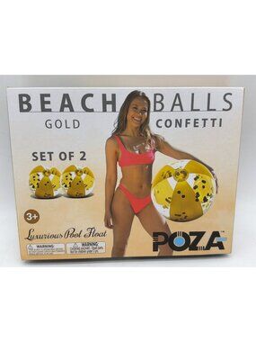 Gold Confetti Beach Balls Set Of 2 16" Luxurious Pool Float By Poza